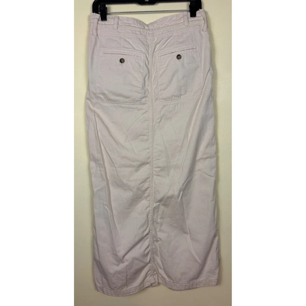 FREE PEOPLE Front Split‎ Maxi Skirt Ecru White Cream Women Size 0 Casual Cotton